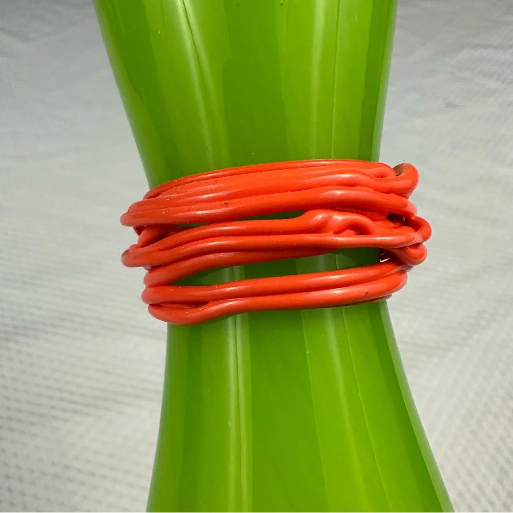 Bohemian Czech Rony Plesl tall Hourglass Glass Vase - Picture 3 of 8